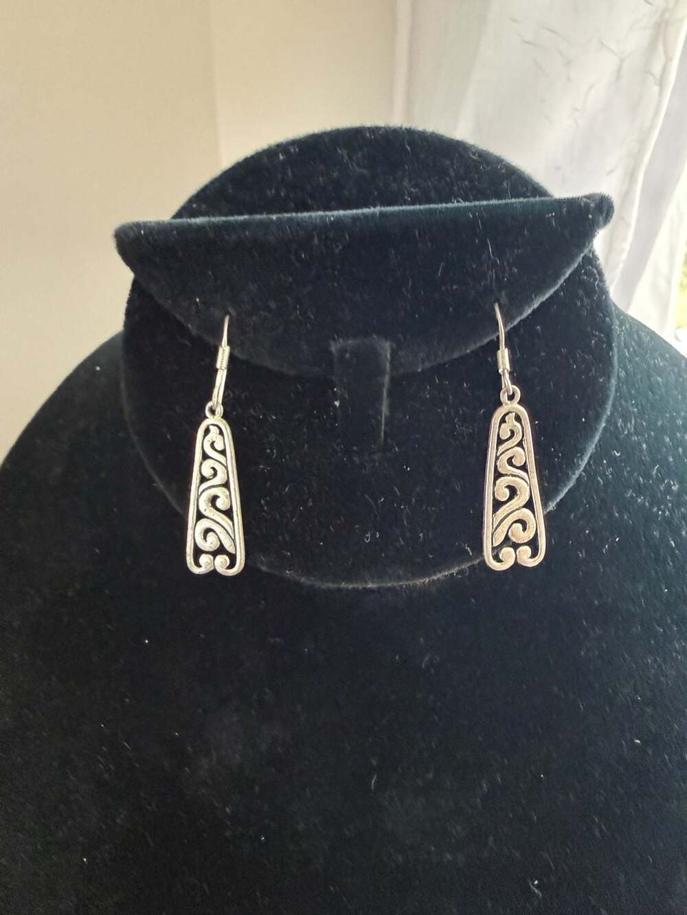 IBB Sterling Silver Swirl Filigree Dangle Earrings 925